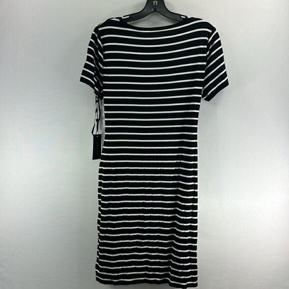 Tommy Hilfiger Boat Neck Twist Front Strip Dress- Black/White- Size M- NWT - Picture 5 of 7
